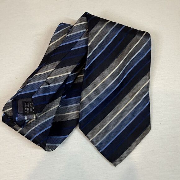 Other - Valerio Garati Blue White Striped Silk Tie 59x4 Business Attire Classic Necktie